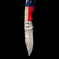 Something's Fishy Branded
516 layered Damascus Folding Pocket knife with USA and Texas flag themed handle 